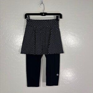 Donajo Skirted Leggings Womens Small Black White Polka Dot Active Athletic Capri